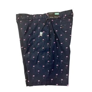 Walter Hagen Mens Golf Shorts Navy American Flag Perfect 11 W35 10in Inseam NWT